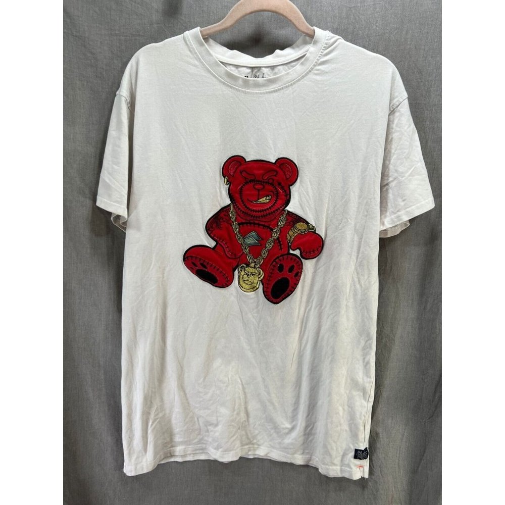 Bling Bling Teddybear Shirt Adult XL White Short Sleeve‎ Pullover Tee Mens